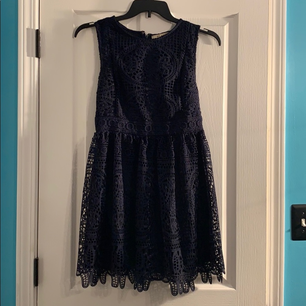 Navy Blue Lace Dress - Medium